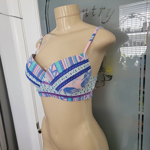 Aztec Tribal Purple/Pink Print Op Push-up Bikini Top Padded & underwire - Picture 2 of 13